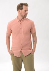 Koszula z lnem, Regular Fit, C-LIN. Czerwone koszule męskie Volcano, m, bez wzorów, z bawełny, bez kołnierzyka, bez ramiączek. Za 139.99 zł.