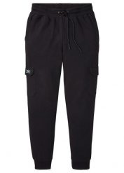 Spodnie sportowe z kieszeniami cargo, regular fit. Czarne spodnie sportowe męskie bonprix, m, bez wzorów. Za 109.99 zł.