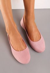 Różowe Balerinki Gibbs. Czerwone balerinki damskie Renee, bez wzorów, eleganckie, z okrągłym noskiem, bez obcasa, na płaskiej podeszwie, bez zapięcia. Za 34.99 zł.