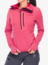 Bluza z kapturem damska La Sportiva Big Wall Pullover Hoody. Czerwone bluzy damskie La Sportiva, l, bez wzorów, z materiału, bez ramiączek, z kapturem. Za 603.89 zł.