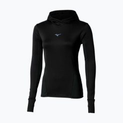 Bluza do biegania damska Mizuno Active Warm Hooded. Czarne bluzy damskie Mizuno, s, bez wzorów, z elastanu, bez ramiączek, bez kaptura. Za 139.99 zł.