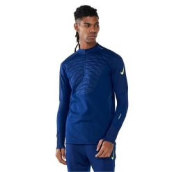 Męska Koszulka Strike ThermaFit Winter Drill Top. Niebieskie bluzy męskie Nike, l, bez wzorów, bez ramiączek, bez kaptura. Za 373.99 zł.
