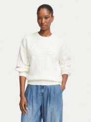 Guess Sweter W6BR27 Z1409 Kremowy Regular Fit. Białe swetry nierozpinane damskie Guess, s, z aplikacjami, z bawełny, bez kołnierzyka, bez ramiączek. Za 474.99 zł.