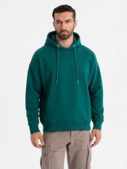 Dresowa bluza unisex z kieszeniami i kapturem ciemnozielona V17 OU-SNBC-0105 XL/XXL. Zielone bluzy damskie Ombre, xl, bez wzorów, z dresówki, bez ramiączek. Za 332.81 zł.