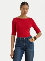 LAUREN RALPH LAUREN Bluzka 200654963200 Czerwony Slim Fit. Czerwone bluzki damskie Lauren Ralph Lauren, xl, bez wzorów, z bawełny, bez kołnierzyka, bez ramiączek. Za 246.99 zł.