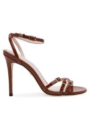 Marciano Guess Sandały 5GGZ27 7324A Brązowy. Brązowe sandały damskie Marciano Guess, z aplikacjami, ze skóry, bez obcasa, na szpilce, bez zapięcia. Za 689.99 zł.