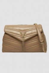 VALENTINO Duża beżowa damska torebka Privilege Flap Bag. Brązowe listonoszki damskie Valentino by Mario Valentino, z aplikacjami, duże, zdobione, bez dodatków. W wyprzedaży za 284.99 zł.