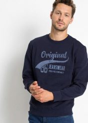Bluza z miękkiego materiału z bawełną (2 szt.). Niebieskie bluzy męskie bonprix, l, bez wzorów, z bawełny, bez ramiączek, bez kaptura. Za 169.98 zł.
