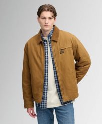 Superdry Kurtka Workwear Ranch w twillu - kołnierz z weluru. Brązowe kurtki męskie Superdry, xl, bez wzorów, z bawełny, klasyczne, bez kaptura. Za 473.30 zł.