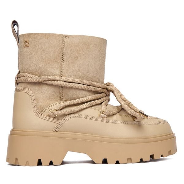 Śniegowce Tommy Hilfiger. Brązowe śniegowce damskie Tommy Hilfiger, bez zapięcia. Za 459.99 zł.