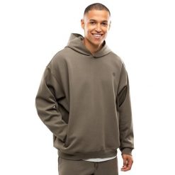 Męska bluza sportowa z kapturem Fitness Siroko Motion Green. Brązowe bluzy sportowe męskie SIROKO, m, bez wzorów, z materiału, z kapturem, na fitness i siłownię. Za 168.00 zł.