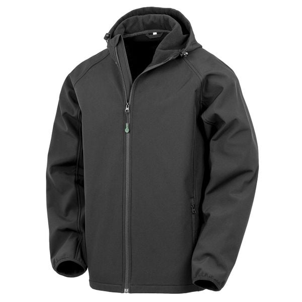 3-warstwowa wodoodporna kurtka z recyklingu z kapturem Result softshell. Czarne kurtki męskie RESULT, m, bez wzorów, z materiału, z kapturem. Za 206.00 zł.