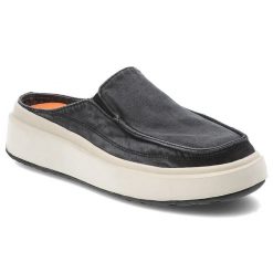 Klapki damskie Jeep, na grubej platformie materiałowe z okrągłym noskiem, czarne, JL51502A-062. Czarne klapki damskie Jeep, na lato, bez wzorów, z materiału, eleganckie, z okrągłym noskiem, bez obcasa, na platformie, bez zapięcia. Za 246.99 zł.