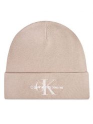 Calvin Klein Czapka Mono Logo Embro K60K612668 Beżowy. Brązowe czapki damskie Calvin Klein, na zimę, bez wzorów, z bawełny. Za 209.99 zł.