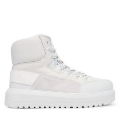 Trzewiki Bogner. Białe botki damskie Bogner, bez wzorów, bez obcasa, na płaskiej podeszwie, bez zapięcia. Za 1,029.00 zł.