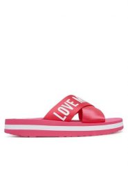 LOVE MOSCHINO Klapki JA28324G0MIX3604 Różowy. Czerwone klapki damskie Love Moschino, bez wzorów, z materiału, bez obcasa, bez zapięcia. Za 589.99 zł.