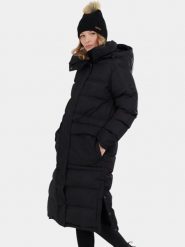 Płaszcz Zimowy Damski Fundango Sabina. Czarne płaszcze damskie FUNDANGO, na zimę, m, bez wzorów, z materiału, eleganckie, bez kołnierzyka, bez kaptura. Za 649.00 zł.