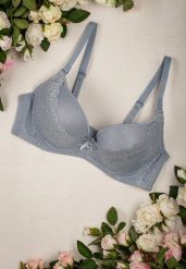 Jasnoniebieski Koronkowy Biustonosz Push Up w Kropki Frees. Niebieskie biustonosze Born2be, bez wzorów, z koronki. Za 34.99 zł.