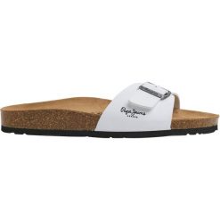 Klapki Pepe Jeans Bio M Single Champion, Mężczyźni. Białe klapki męskie Pepe Jeans, bez wzorów, z jeansu, bez zapięcia. Za 290.00 zł.