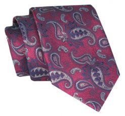 Męski Krawat - Bordo, Duży Wzór Paisley - Angelo di Monti. Czerwone krawaty i muchy Angelo di Monti, bez wzorów, z tkaniny, eleganckie. Za 45.00 zł.