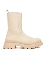 DeeZee Botki 13096-10 Beżowy. Brązowe botki damskie DeeZee, bez wzorów, z materiału, bez obcasa, na płaskiej podeszwie, bez zapięcia. Za 219.99 zł.