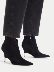 GINO ROSSI Botki EO-SLT26126S-T0403-1 Czarny. Czarne botki damskie Gino Rossi, bez wzorów, ze skóry, bez obcasa, na szpilce, bez zapięcia. Za 599.99 zł.