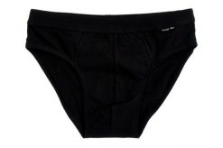 Klasyczne Męskie Slipy, Bawełna z Elastanem, Czarne – Pako Jeans. Czarne slipki męskie Pako Jeans, l, bez wzorów, z bawełny. Za 33.00 zł.