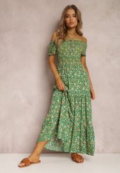 Zielona Sukienka z Wiskozy Tariya. Zielone sukienki damskie Renee, m, z aplikacjami, z wiskozy, boho, bez kołnierzyka, bez ramiączek, maxi. Za 69.99 zł.
