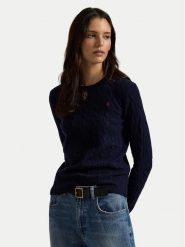 Polo Ralph Lauren Sweter 211A91216003 Granatowy Straight Fit. Niebieskie swetry nierozpinane damskie Polo Ralph Lauren, s, bez wzorów, z wełny, bez kołnierzyka, bez ramiączek. Za 1,199.00 zł.