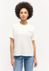 DAMSKA KOSZULKA MUSTANG T-shirty Floris Whisper White 1015169 2013. Białe bluzki damskie Mustang, m, bez wzorów, bez kołnierzyka, bez ramiączek. Za 89.99 zł.