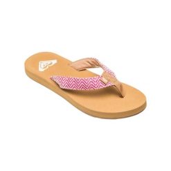 Klapki plażowe dla Kobiety PORTO Czerwony. Czerwone klapki damskie Roxy, bez wzorów, z poliesteru, bez obcasa, bez zapięcia. Za 139.99 zł.