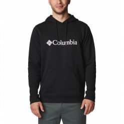 Bluza sportowa z kapturem męska Columbia CSC Basic Logo. Czarne bluzy sportowe męskie Columbia, m, bez wzorów, z kapturem, trekkingowe. Za 149.99 zł.