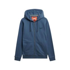 Bluza z kapturem i zamkiem błyskawicznym Superdry Essential Logo. Niebieskie bluzy męskie Superdry, m, bez wzorów, z dresówki, bez ramiączek, z kapturem. Za 342.00 zł.