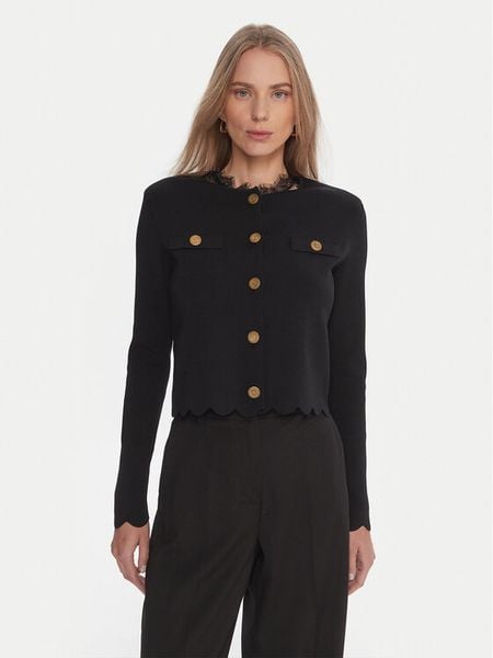 TWINSET Kardigan 252TP320A Czarny Regular Fit. Czarne kardigany damskie Twinset, l, bez wzorów, z syntetyku, bez kołnierzyka. Za 614.99 zł.