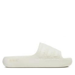 Klapki adidas. Białe klapki damskie Adidas, bez wzorów, sportowe, bez obcasa, bez zapięcia. Za 199.99 zł.