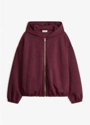 Bluza rozpinana z kapturem i balonowym dołem. Czerwone bluzy damskie bonprix, bez wzorów, bez ramiączek, z kapturem. Za 189.99 zł.
