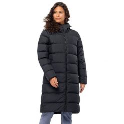 Płaszcz puchowy damski Jack Wolfskin Frozen Palace. Czarne płaszcze damskie Jack Wolfskin, bez wzorów, z puchu, sportowe, bez kołnierzyka, bez kaptura. Za 1,099.00 zł.