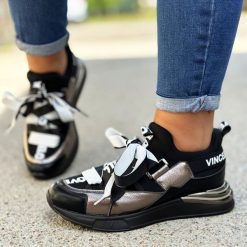 Srebrne sneakersy półbuty damskie Vinceza 10658. Szare obuwie sportowe damskie VINCEZA, bez wzorów, ze skóry, bez zapięcia. Za 129.00 zł.