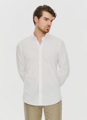 PAKO LORENTE – Elegancka koszula męska w delikatny wzorek P24SF-1X-021-B-S - Pako Lorente. Koszule męskie Pako Lorente, m, bez wzorów, z elastanu, eleganckie, bez kołnierzyka, bez ramiączek. Za 89.99 zł.