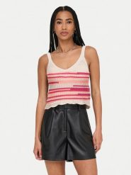 ONLY Top Merida 15344404 Różowy Regular Fit. Czerwone topy damskie ONLY, s, bez wzorów, z syntetyku, bez kołnierzyka, bez ramiączek. Za 69.99 zł.