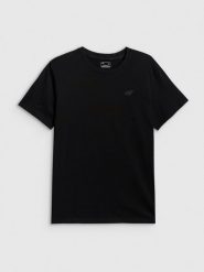 4F T-shirt regular gładki męski - czarny M. Czarne t-shirty męskie 4F, m, bez wzorów, z jeansu, bez kołnierzyka, bez ramiączek. Za 49.99 zł.