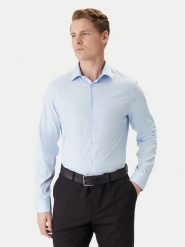Calvin Klein Koszula LV019EU001 Błękitny Slim Fit. Niebieskie koszule męskie Calvin Klein, m, bez wzorów, z bawełny, biznesowe, bez kołnierzyka, bez ramiączek. Za 329.99 zł.
