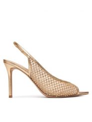 Aldo Sandały Skolas 14241525 Złoty. Żółte sandały damskie Aldo, bez wzorów, z materiału, bez obcasa, na szpilce, bez zapięcia. Za 499.99 zł.