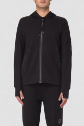 C.P. COMPANY Czarna męska bluza Hooded Open. Czarne bluzy męskie C.P. Company, l, bez wzorów, bez kaptura. W wyprzedaży za 859.99 zł.