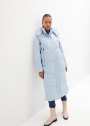 Płaszcz pikowany outdoorowy. Czarne płaszcze damskie bonprix, bez wzorów, bez kołnierzyka, z kapturem. Za 309.99 zł.