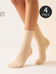 Skarpetki z bawełną 4 pack - różowy. Czerwone skarpetki damskie Sinsay, bez wzorów, z bawełny. Za 15.99 zł.