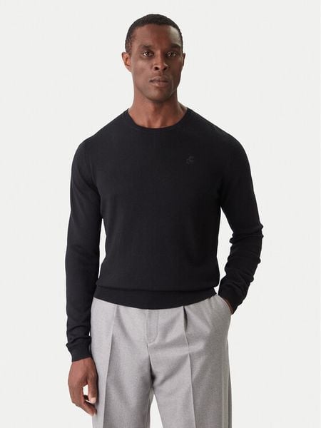 KARL LAGERFELD Sweter 655000 554399 Czarny Slim Fit. Czarne swetry męskie KARL LAGERFELD, m, bez wzorów, z wełny, bez kołnierzyka, bez ramiączek. Za 599.99 zł.