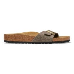Birkenstock Madrid SYN Gray Taupe Klapki damskie. Szare klapki damskie Birkenstock, na lato, bez wzorów, z jeansu, klasyczne, bez obcasa, bez zapięcia. Za 369.99 zł.