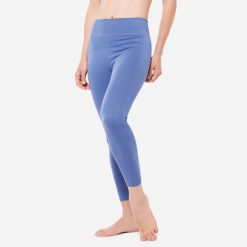 Legginsy do jogi damskie Kimjaly 7/8. Niebieskie legginsy damskie DOMYOS, bez wzorów, z elastanu. Za 149.99 zł.