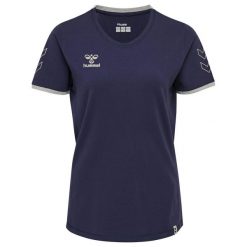 Koszulka bawełniana hummel CIMA T-SHIRT damska. Niebieskie bluzki damskie Hummel, xl, bez wzorów, z bawełny, sportowe, bez kołnierzyka, bez ramiączek. Za 95.99 zł.